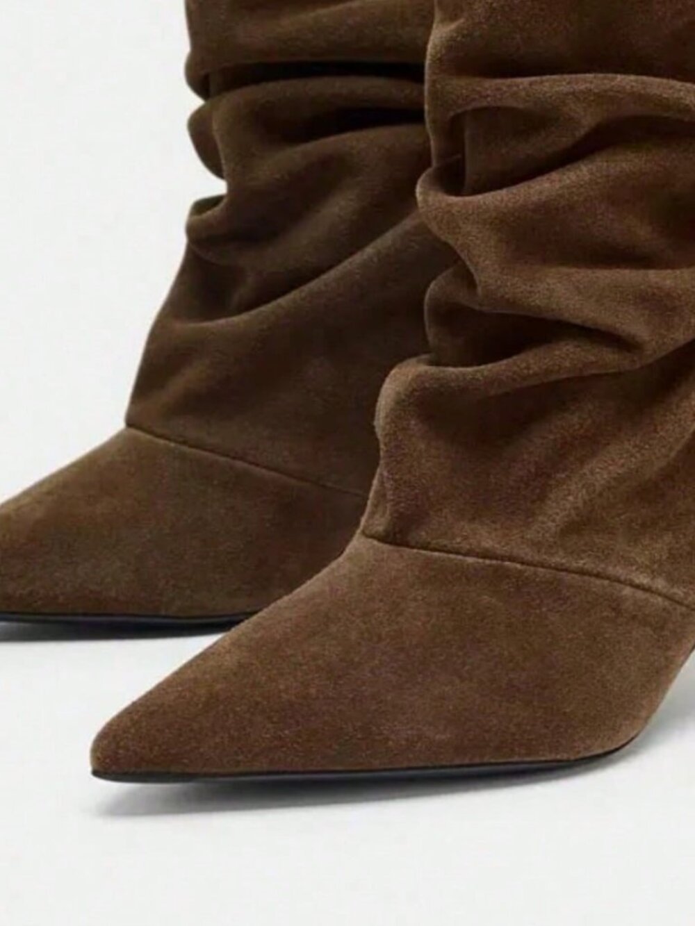 Brown Women's boho ruched Casual heeled Boots - Picture 11 of 11